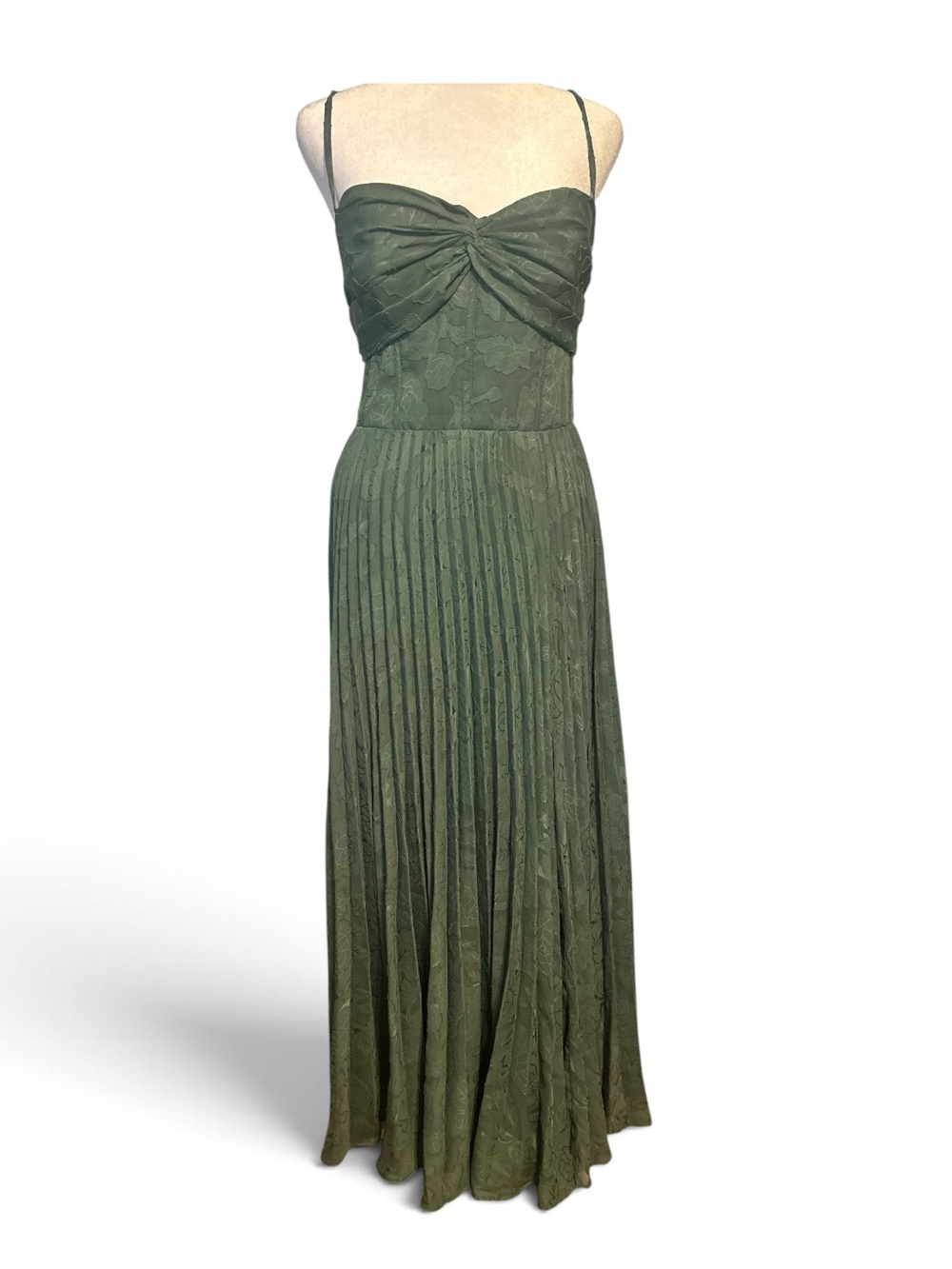Azazie Teal Spaghetti Strap Pleated Midi Dress